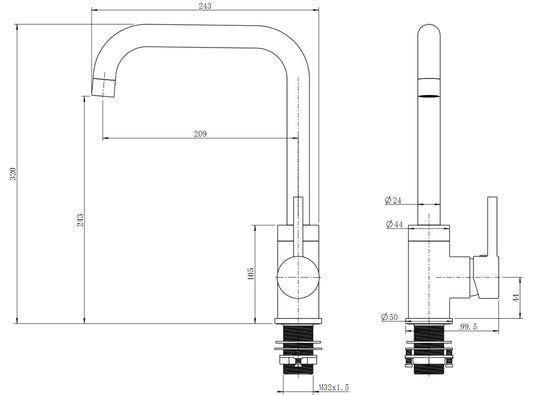 Electroplated Brass Chrome Swivel Spout Kitchen Mixer Tap
