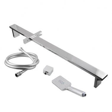 Square Chrome Sliding Shower Rail with 3 Mode Handheld Shower