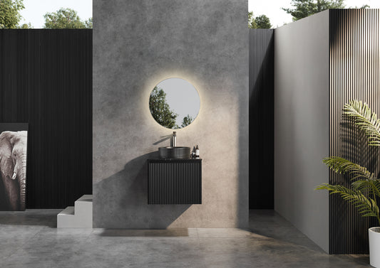 Matte Black Wall Hung PVC Cabinet with Soft Closing Door