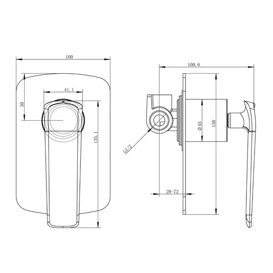 Nuri Gun Metal Grey Wall Mixer