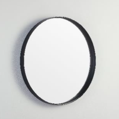 Black Framed Round Mirror 600x600x35mm