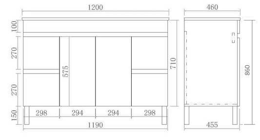 Free standing CL-Oak Vanity 1200mm