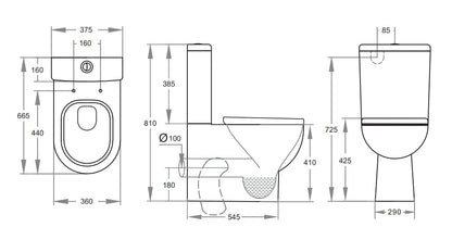 ND-TL0007 Mercury Back to Wall Toilet Suite