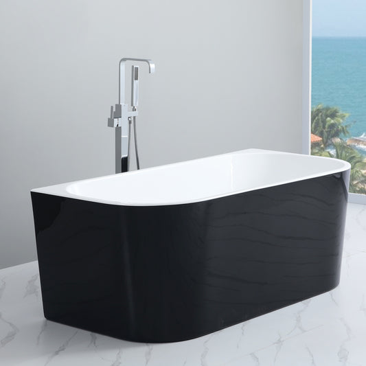 ND-BT0013 Elivia Back to Wall Bathtub Matt Black / Matt White - 1500x750x580mm