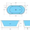ND-BT0013 Elivia Back to Wall Bathtub Matt Black / Matt White - 1500x750x580mm