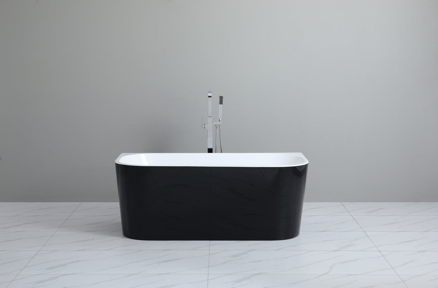 ND-BT0014 Elivia Back to Wall Bathtub Matt Black / Matt White - 1700x795x580mm