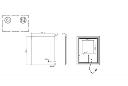 ND-MR0004 - 600x750mm Rectangle 3 Color Lighting LED Mirror
