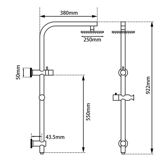 Round Black Shower -10''