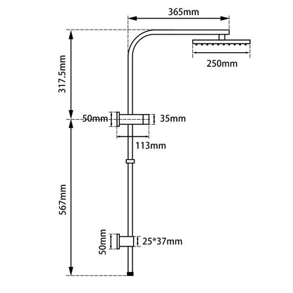 ND-SS0003-10" Square Black Shower