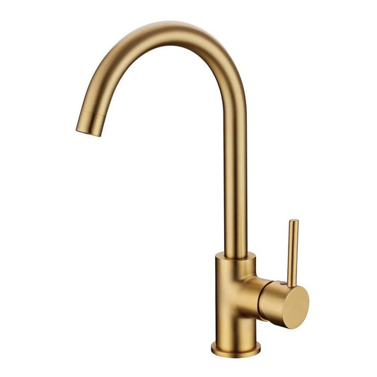 ND-KM0003 - Round Brushed Yellow Gold Kitchen Sink Mixer Tap