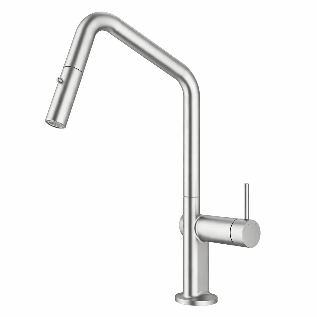 ND-KM0004- Navona Carysil Angle Brushed Nickel Pull Out Kitchen Mixer