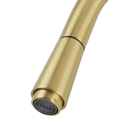 ND-KM0005 - Round Brushed Yellow Gold Pull Out Kitchen Sink Mixer Tap