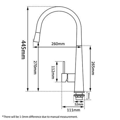 ND-KM0005 - Round Brushed Yellow Gold Pull Out Kitchen Sink Mixer Tap