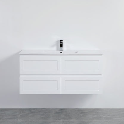 Matte White Wall Hung PVC Cabinet With Soft closing drawers