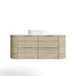 Oak Curved Vanity with soft closing drawers