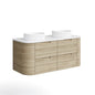 Oak Curved Vanity with soft closing drawers
