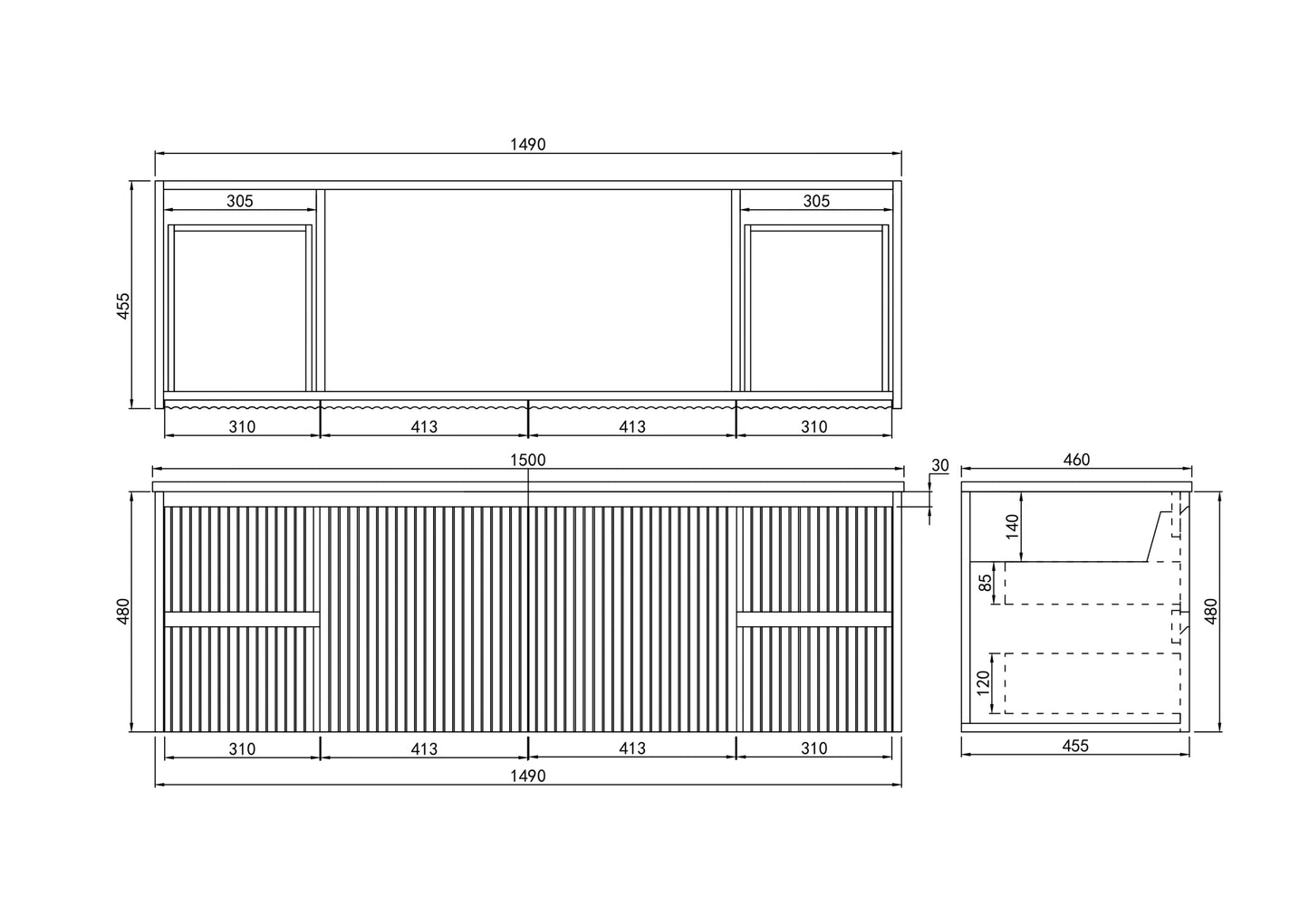 Wall Hung PVC Cabinet with Soft closing door