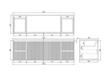Wall Hung PVC Cabinet with Soft closing door