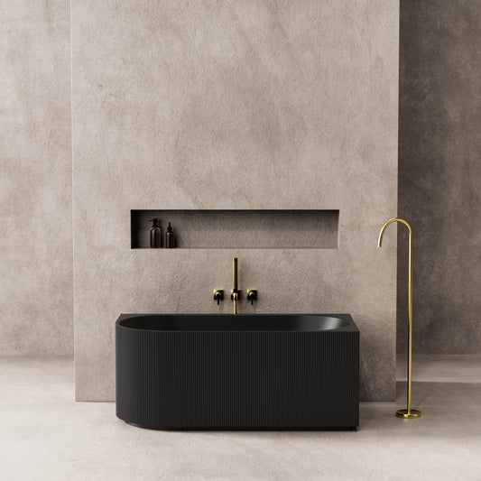 Fluted Oval Freestanding Right Corner Bath Matte Black