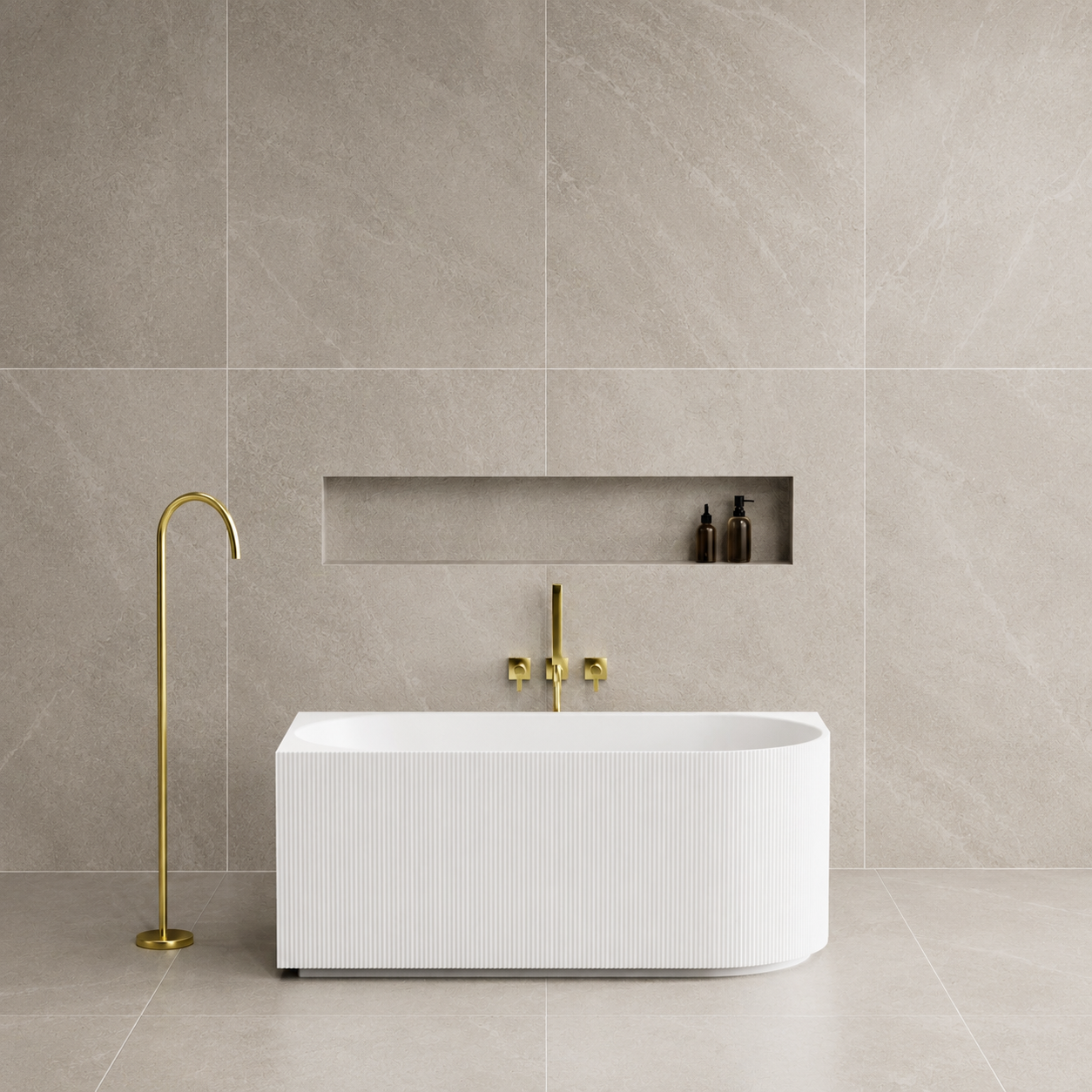 Fluted Oval Freestanding Left Corner Bath