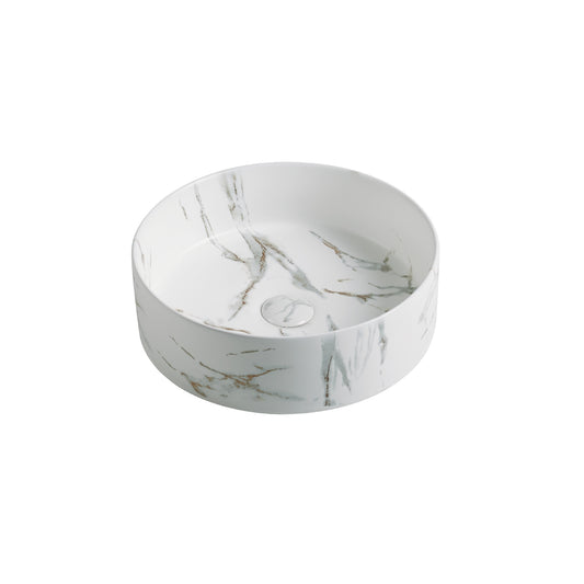 Round Matte White Marble