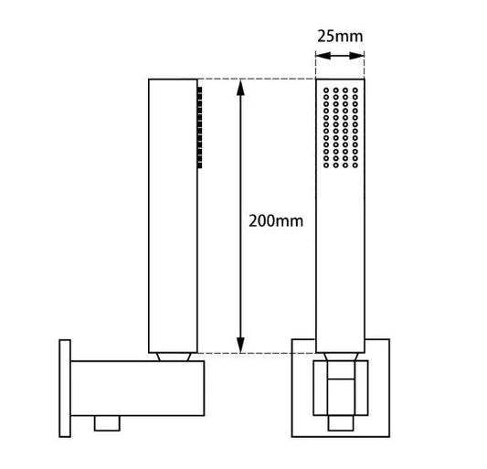 Square Brushed Brass Shower Rail with Handheld Shower