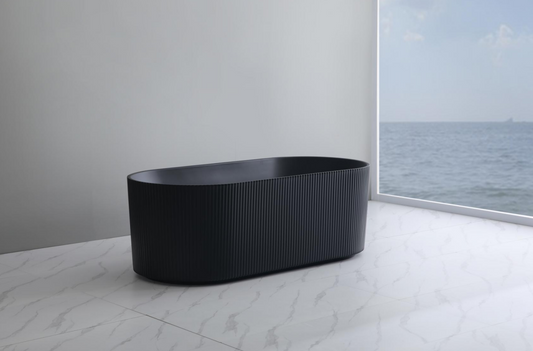 Verona Fluted Oval Freestanding Bathtub Matte Black