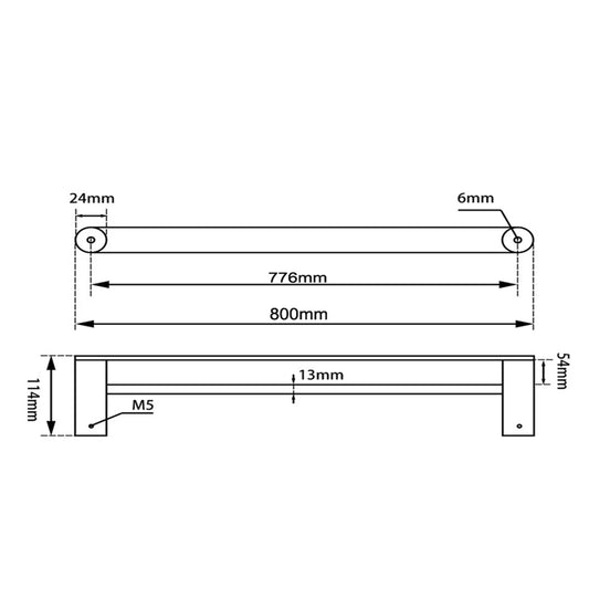 Luna Black Double Towel Rail 800mm