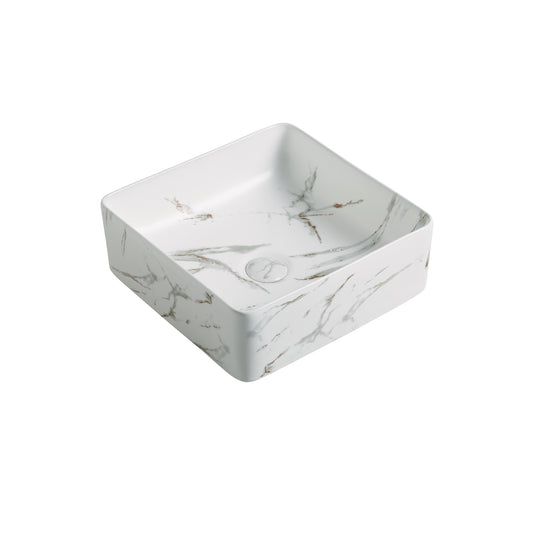Square Matte White Carrara Fine Ceramic Basin