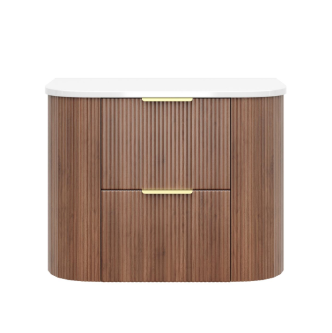 Wall-Hung PVC fluted Curved Cabinet