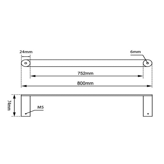 Nova Gun Metal Grey Single Towel Rail 800mm