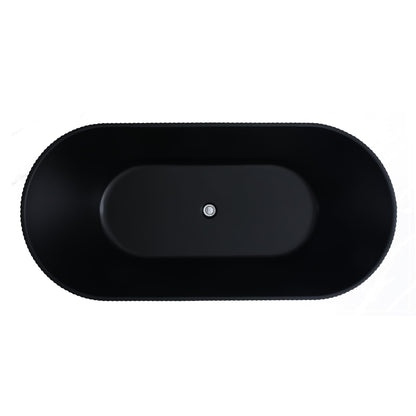 Verona Fluted Oval Freestanding Bathtub Matte Black
