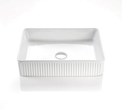 Fluted Rectangular Premium Ceramic Above-Counter Basin
