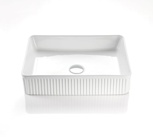 Fluted Rectangular Premium Ceramic Above-Counter Basin