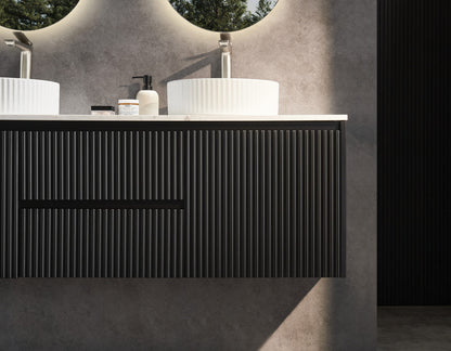 Matte Black Wall Hung PVC Cabinet with Soft closing door