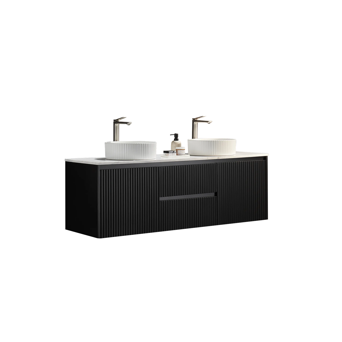 Matte Black Wall Hung PVC Cabinet with Soft closing door