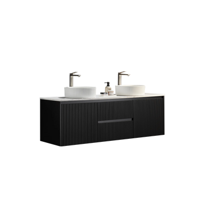 Matte Black Wall Hung PVC Cabinet with Soft closing door
