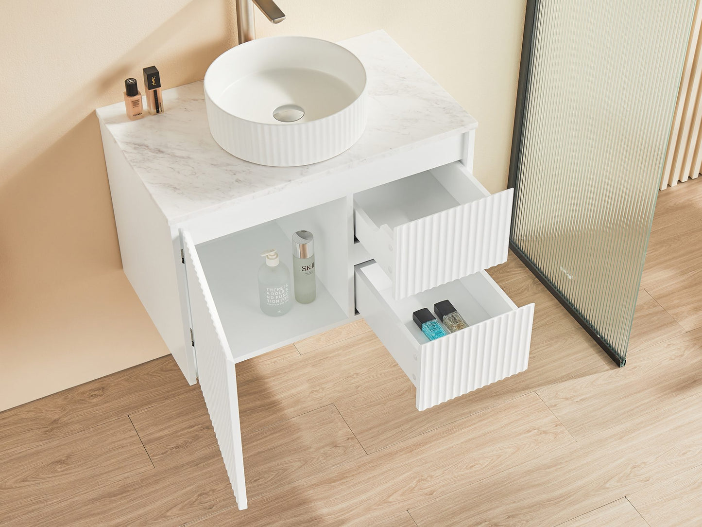Wall Hung PVC Cabinet with Soft closing door