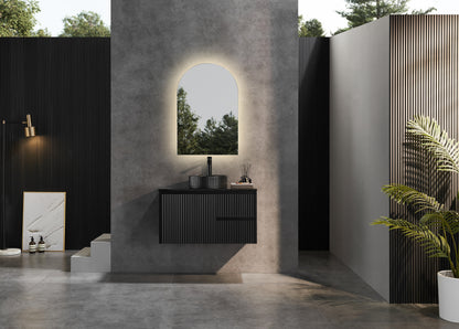 Matte Black Wall Hung PVC Cabinet with Soft closing door