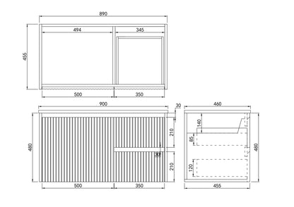 ND-VN0009 -Wall Hung PVC Cabinet 900mm (Matte White)