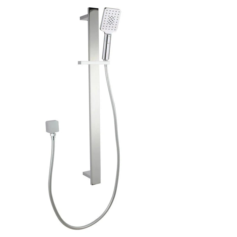 Square Chrome Sliding Shower Rail with 3 Mode Handheld Shower