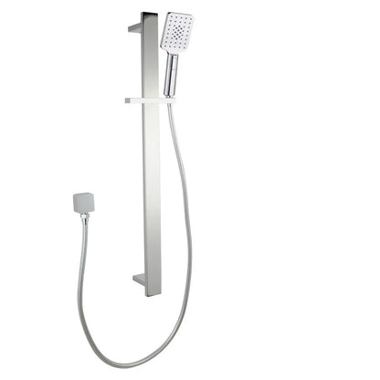 Square Chrome Sliding Shower Rail with 3 Mode Handheld Shower