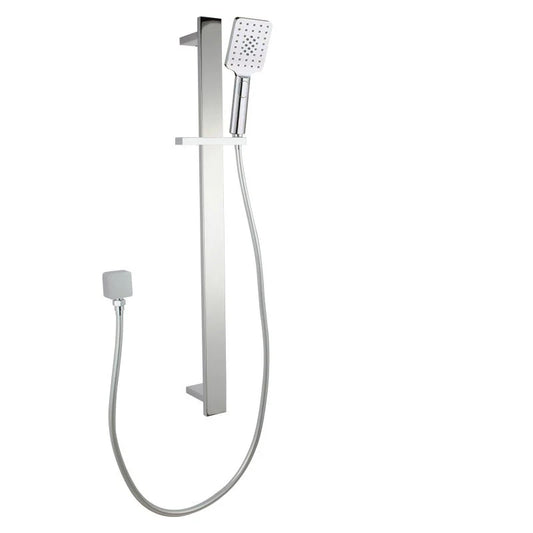 Square Chrome Sliding Shower Rail with 3 Mode Handheld Shower