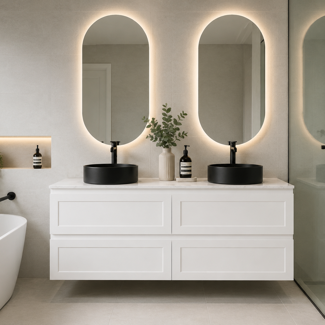 Matte White Wall Hung PVC Cabinet With Soft closing drawers