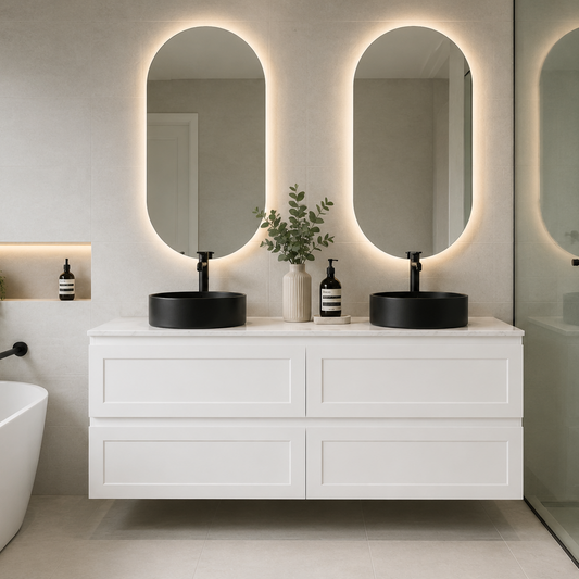 Matte White Wall Hung PVC Cabinet With Soft closing drawers