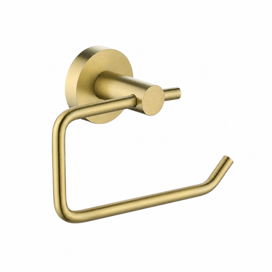 Round Brushed Yellow Gold Toilet Paper Roll Holder