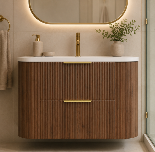 Wall-Hung PVC fluted Curved Cabinet