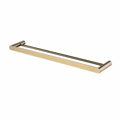 Luna Brushed Brass yellow Gold Double Towel Rail 600mm