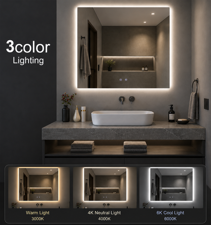 ND-MR0004 - 600x750mm Rectangle 3 Color Lighting LED Mirror