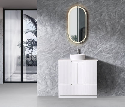 White Fluted Free Standing Vanity